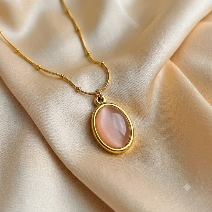 Pink Cat-eye Stone Necklace