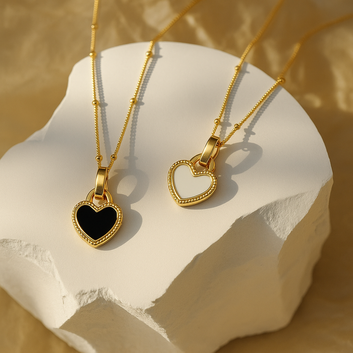 Black / White Heart Necklace