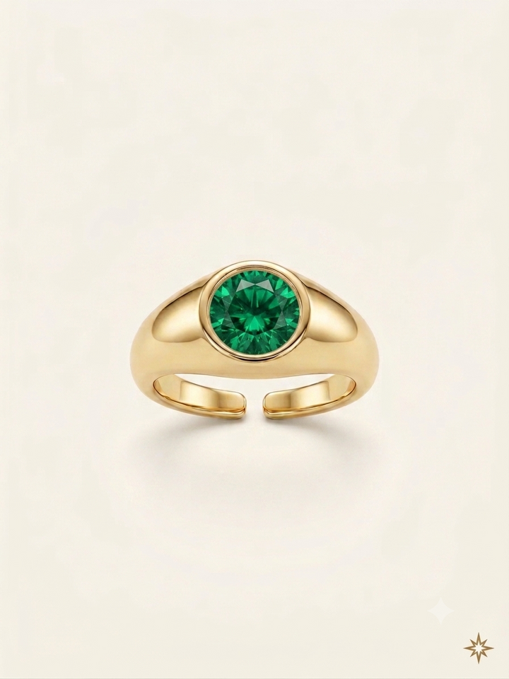 Emerald Glow Pinky Ring