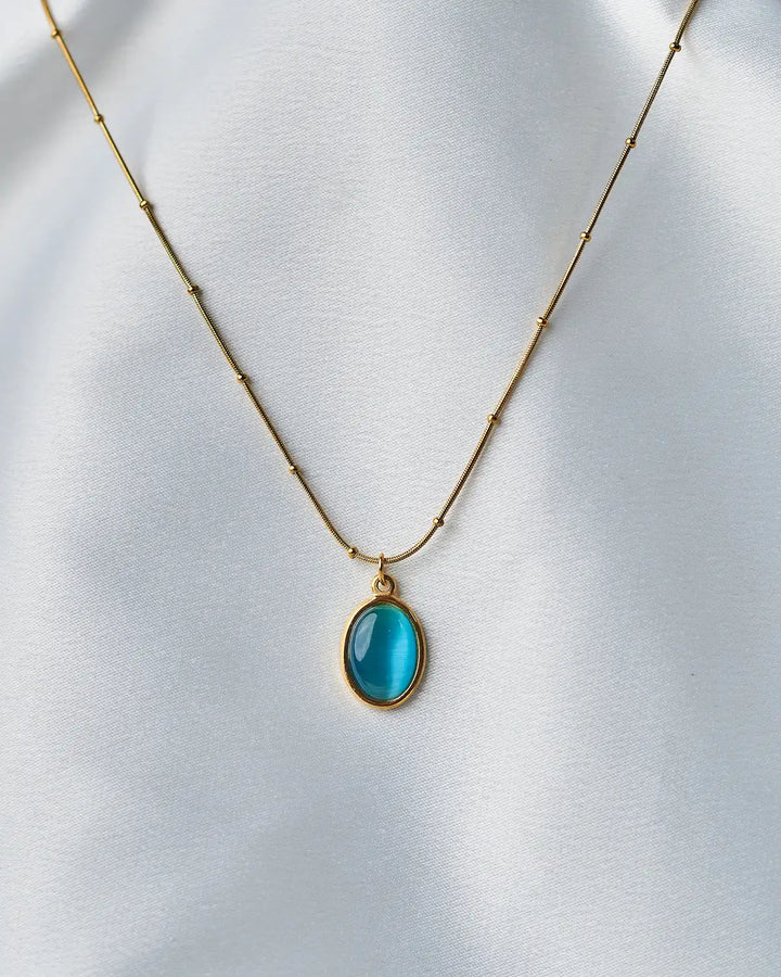 Turquoise Cat-eye Stone Necklace