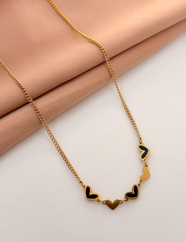 Black Mini Hearts Flock Necklace