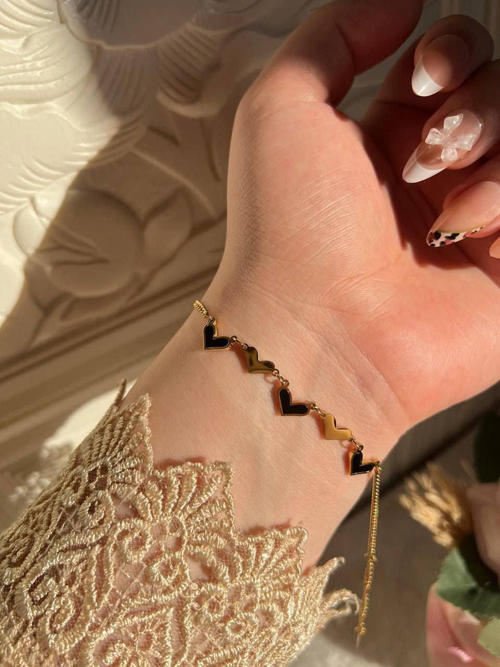 Black Mini Hearts Flock Bracelet